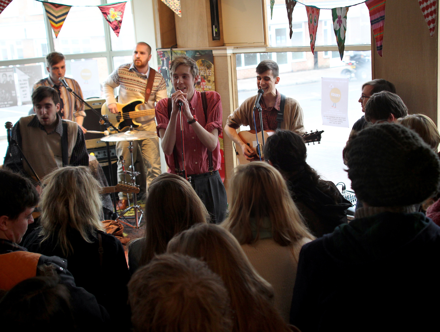 Oxford band Spring Offensive play to a packed Truck Store in Cowley Road on its fifth birthday