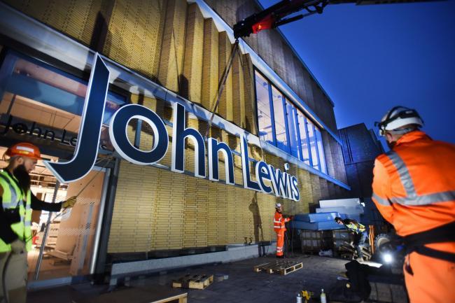 The sign goes up at John Lewis before the opening of Westgate in 2017 Picture: Richard Cave 