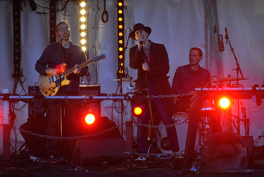 Maximo Park performing at the Great Exhibition of the North opening event on the Newcastle Gateshead Quayside