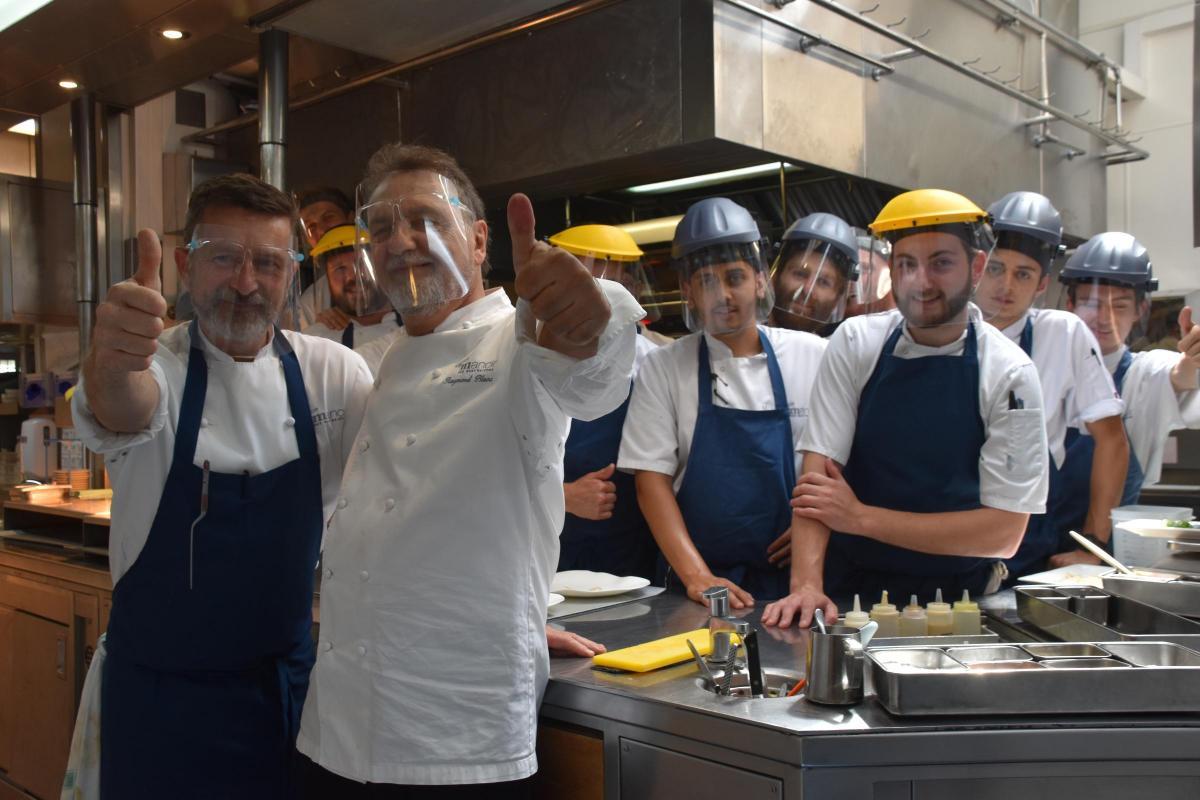Raymond Blanc with Le Manoir staff in 2020 Picture: Tim Hughes 