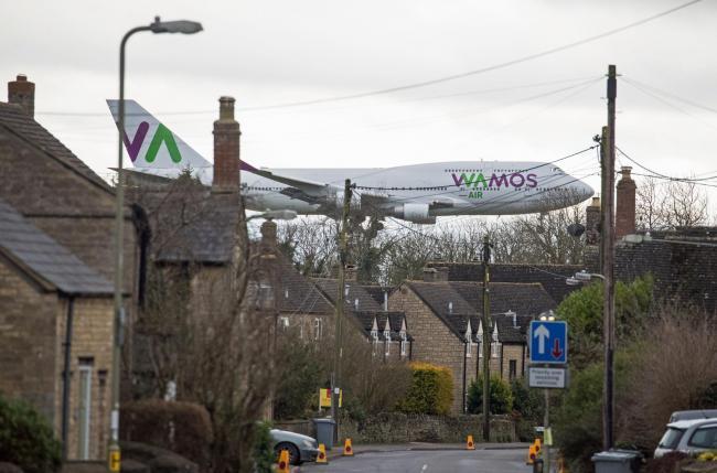 The plane coming into Brize Norton this afternoon. Picture: Andrew Matthews/PA Wire