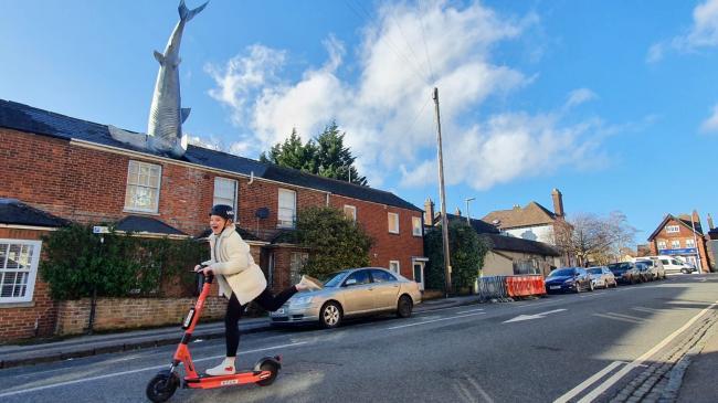 Oxford Mail reporter Fran Way tests an electric scooter 