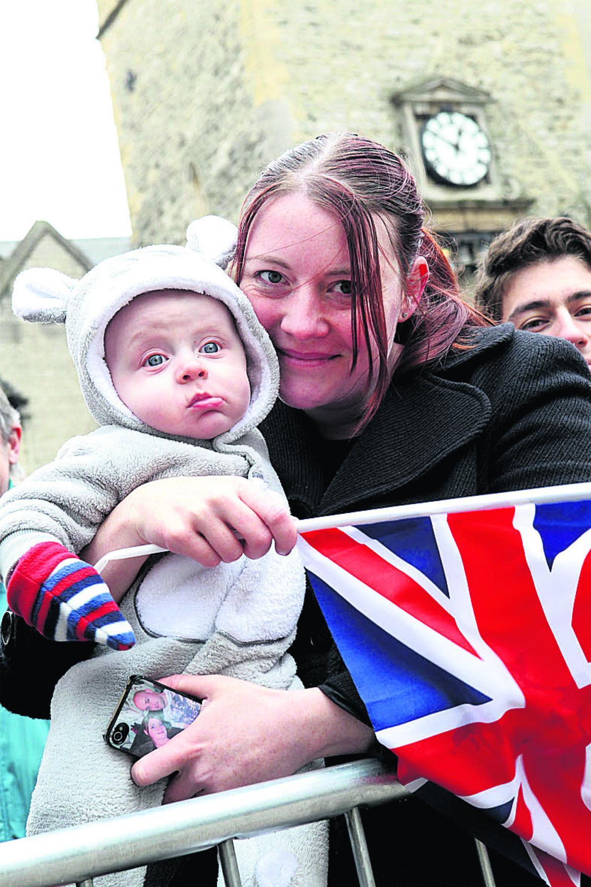 Donna Slack and son Alfie four months, wait for the Queen in 2013 