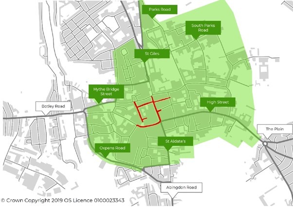The Oxford City Centre Zero Emissions Zone mapped