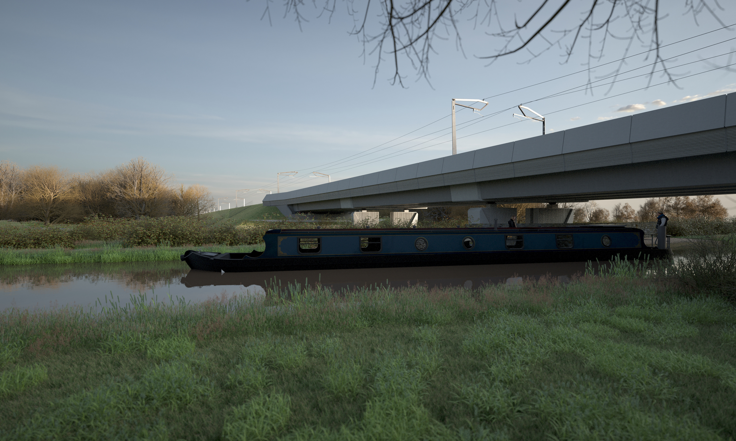 A CGI artist’s impression of the Oxford Canal Viaduct with a masonry leaf finish on the piers. Picture: Moxon Architects