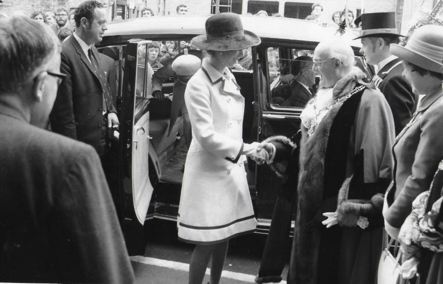 Princess Anne arrives to open the new youth centre in 1972