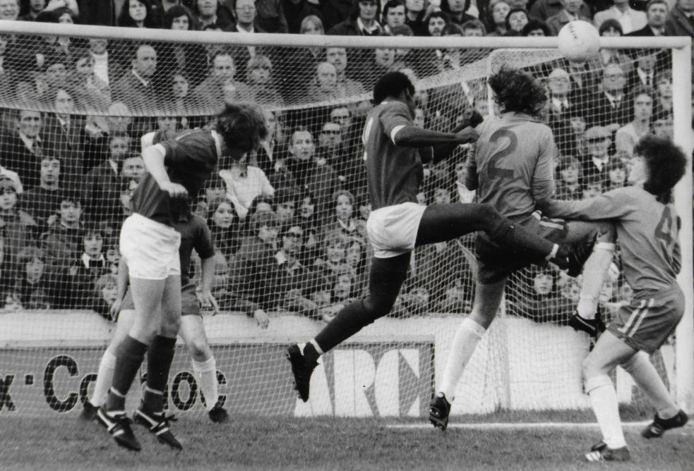 Goalmouth action in the final against Manchester 