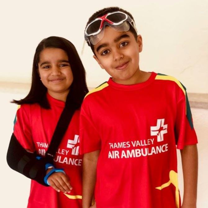 Gyaan and his sister Jiya. Picture provided by Thames Valley Air Ambulance
