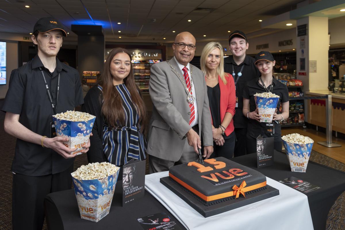 Staff at Odeon Vue cinema celebrate its 15th birthday 