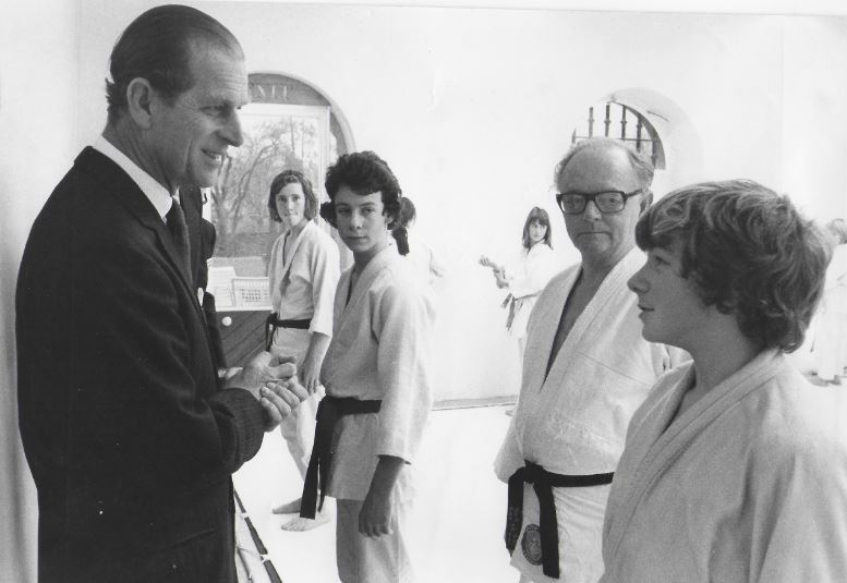 Judo enthusiasts are introduced to the Duke at the Old Gaol, Abingdon, in 1975