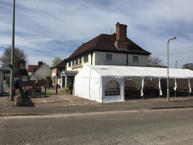 Oxford Mail: The new marquee at The Seacourt Bridge in Botley. Picture: Liam Rice