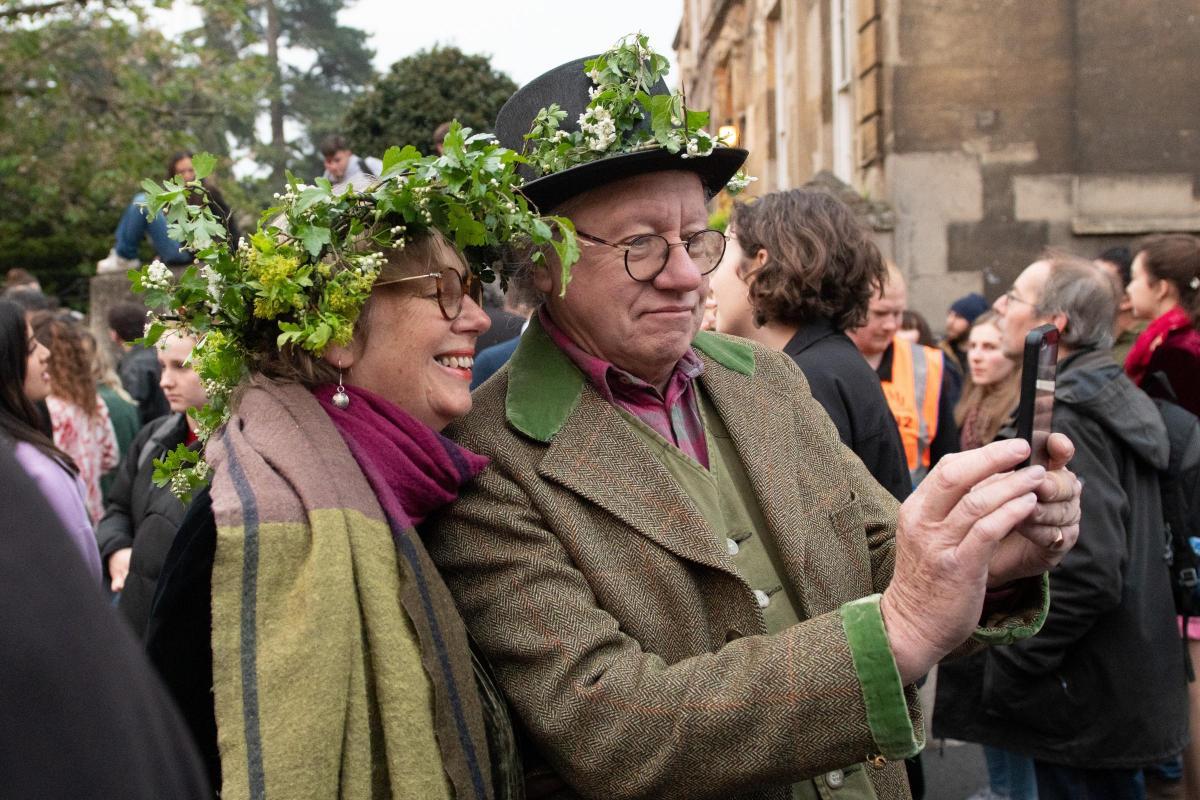 A couple dress up for May Morning in 2019 Pictures Richard Cave 