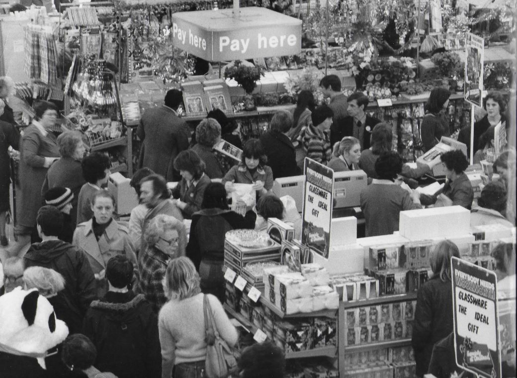 Christmas shopping crowds in 1979