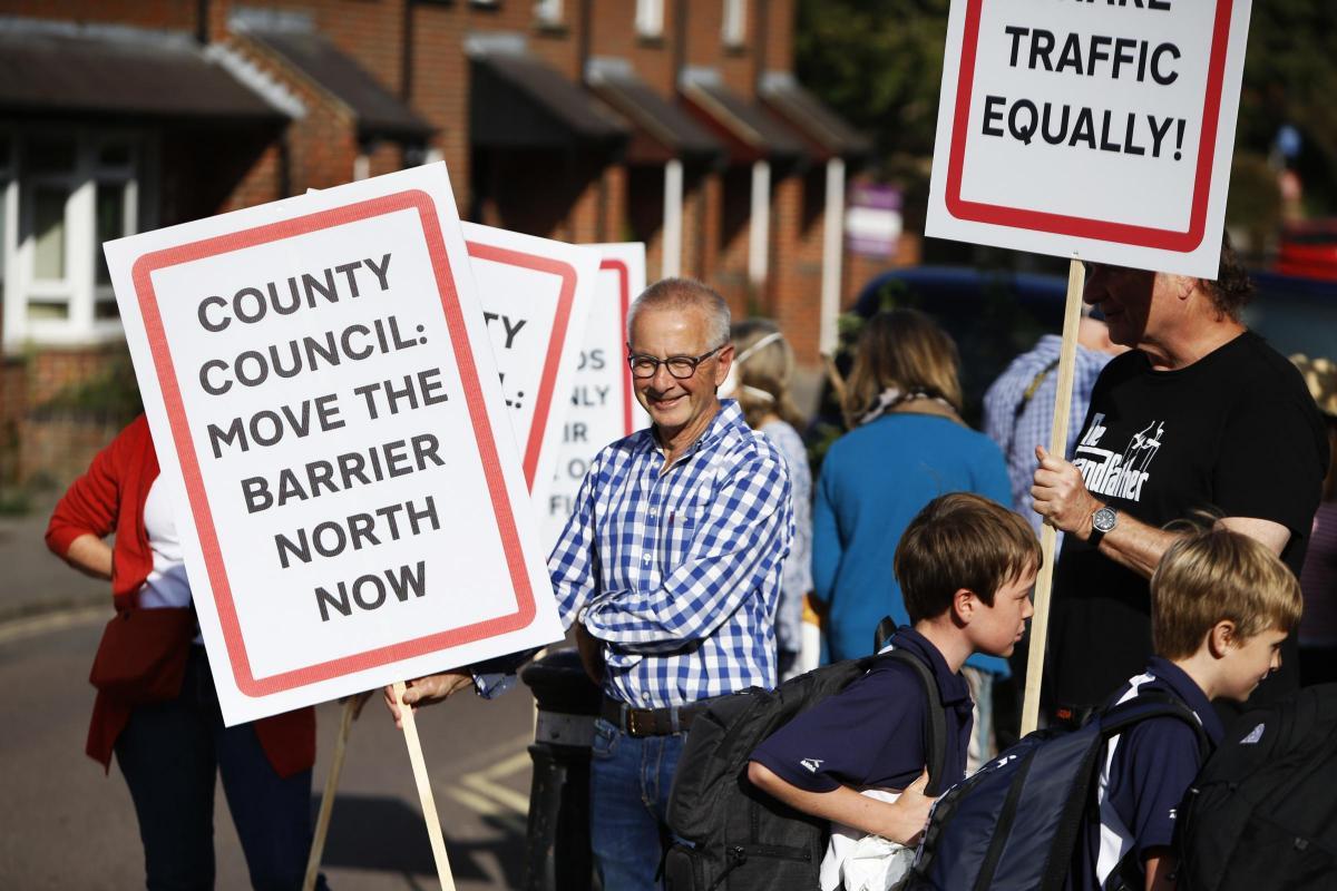Residents in St Bernards Road protest about traffic 