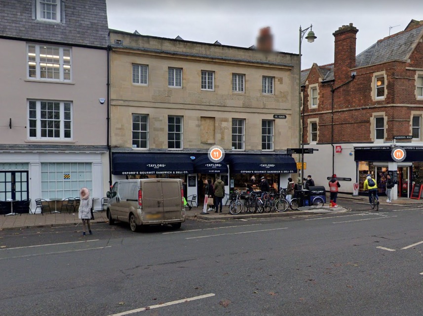 New offices could be housed above Taylors Sandwiches on St Giles. Picture: Google Maps