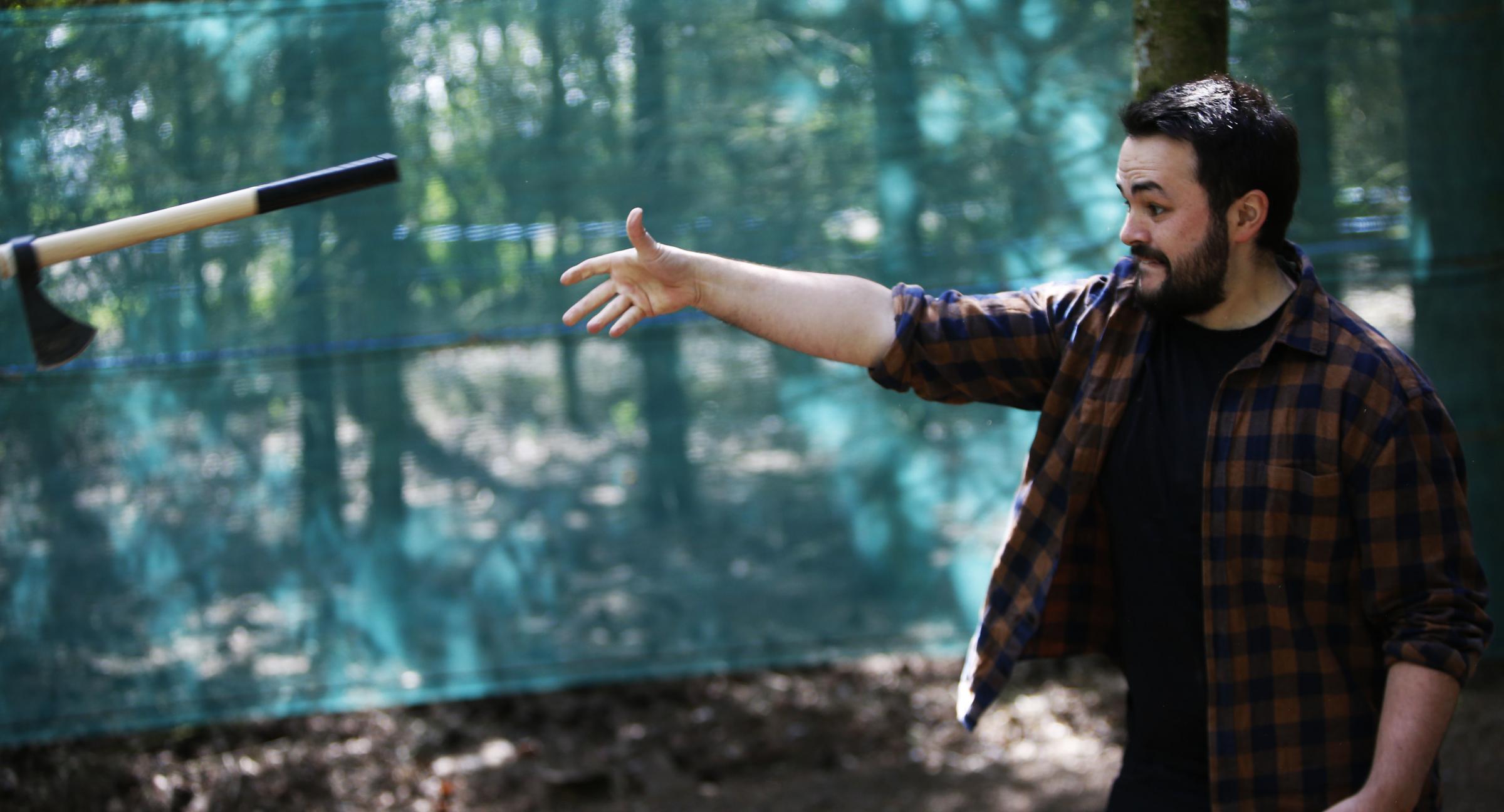In action at the Ridgeway View axe Throwing Range. Picture by Ed Nix