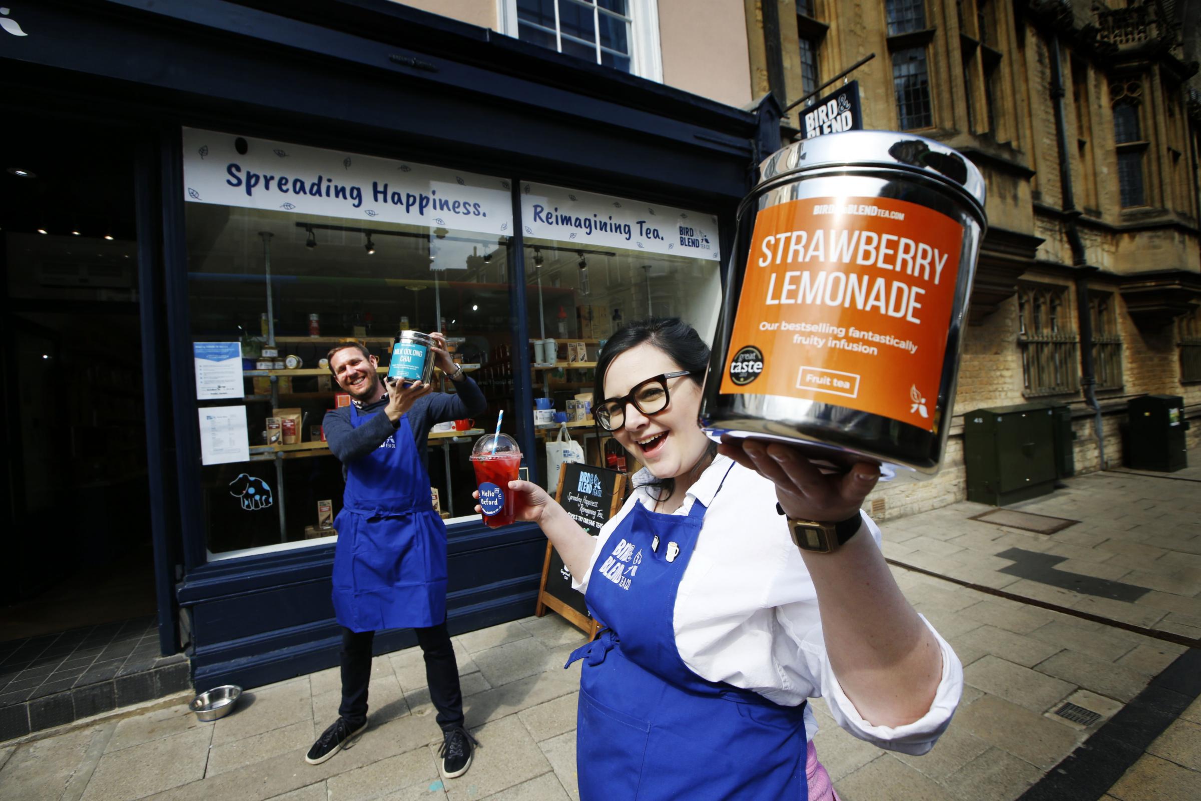 Bird and Blends manager Annabel measures out a blend of tea leaves at the new High Street shop. Picture by Ed Nix