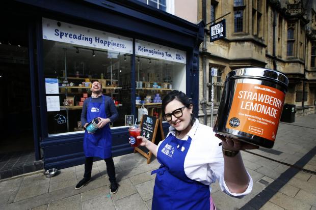 Bird and Blend's manager Annabel measures out a blend of tea leaves at the new High Street shop. Picture by Ed Nix