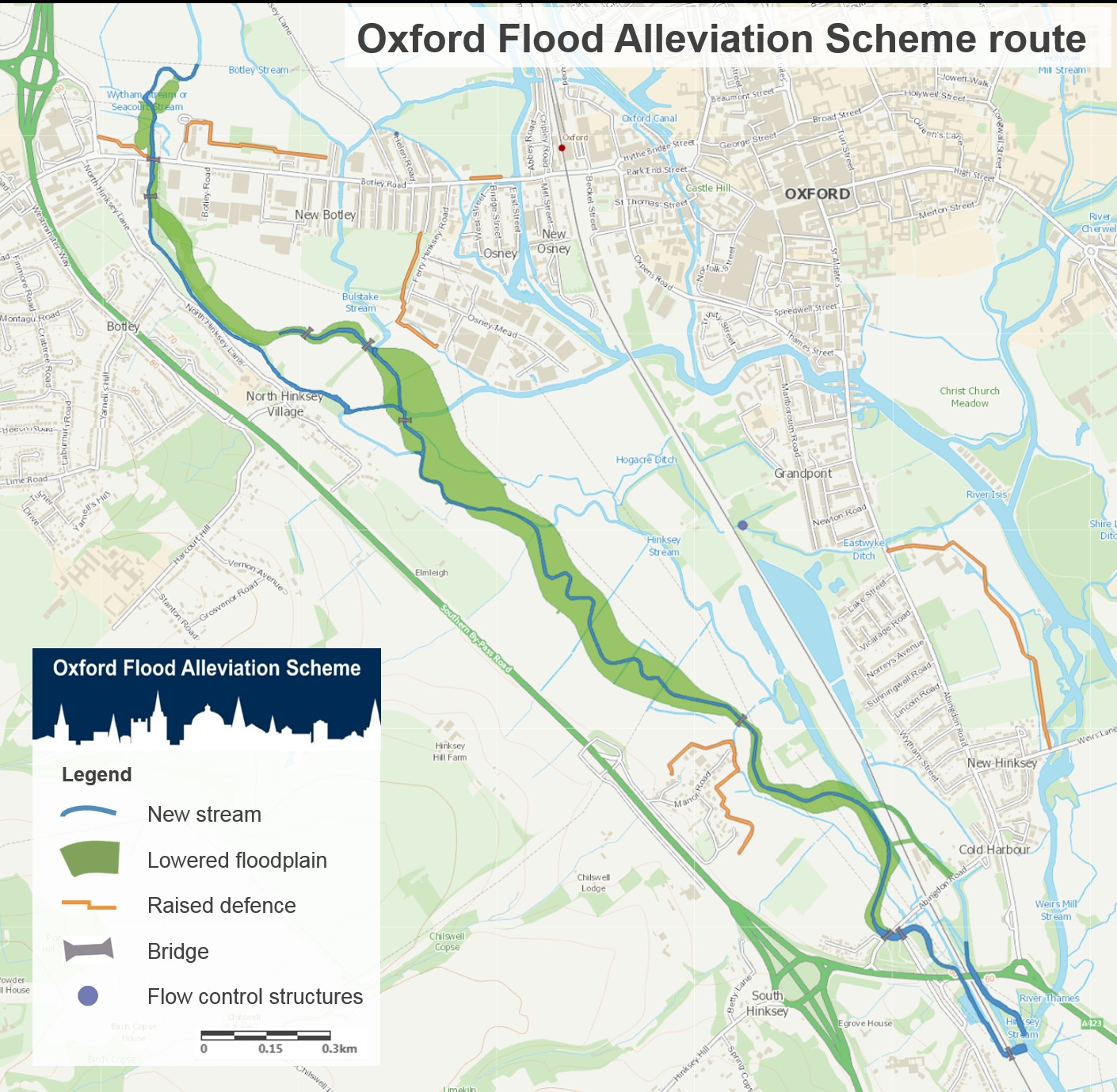 The route of the Oxford Flood Alleviation Scheme. Picture: Environment Agency
