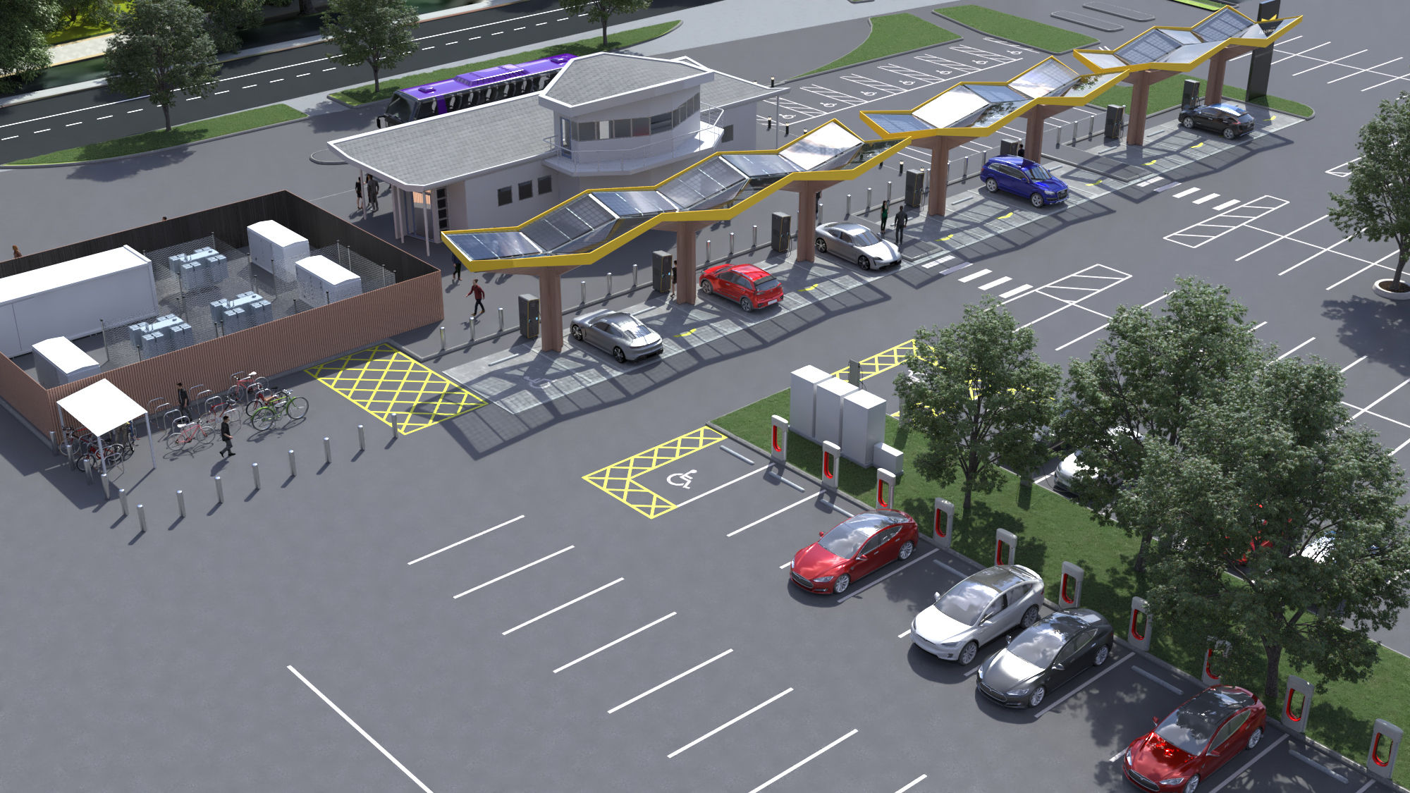 The electric vehicle charging superhub planned for Redbridge Park and Ride. Picture: Pivot Power
