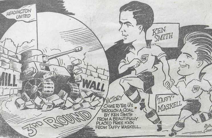 An Oxford Mail cartoon by Alan Course after the victory over Millwall put United in the third round