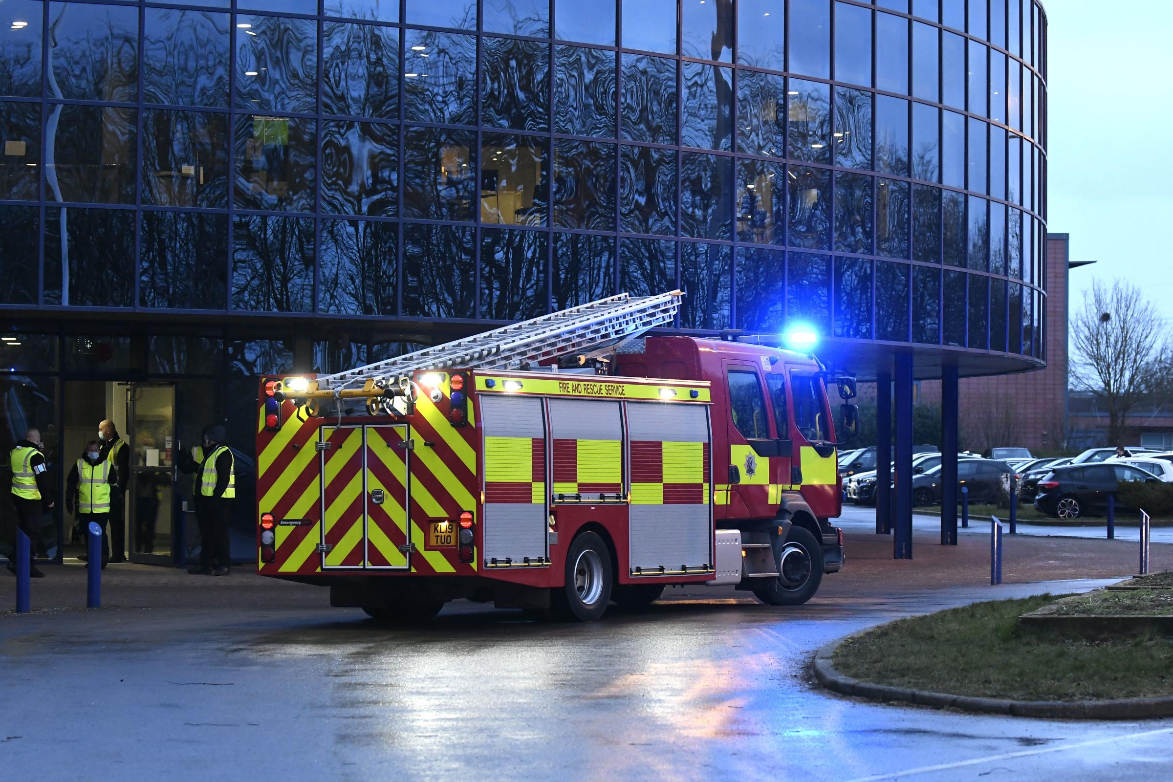 A fire engine at the Kassam Stadium during the Wigan Athletic game Picture: David Fleming