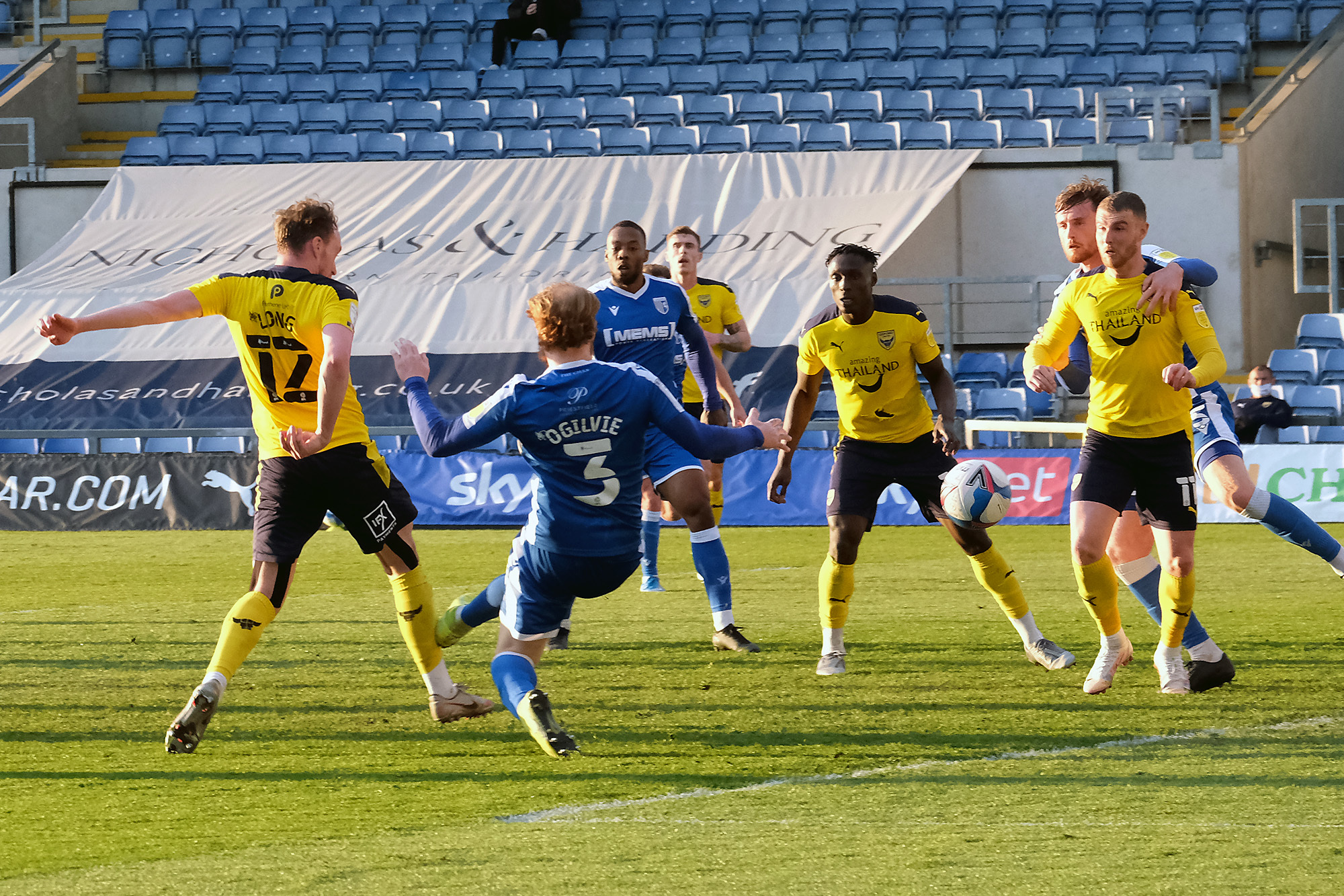 Sam Long scores the winner to complete Oxford Uniteds comeback against Gillingham Picture: Ric Mellis