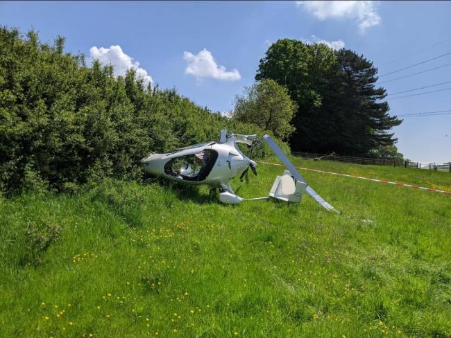 The gyrocopter crash near Wendover. Picture: Oxfordshire Fire and Rescue Service