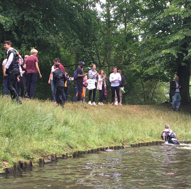 Oxford students trashing in 2019 at Christ Church Meadow. Picture: Dave Fleming.