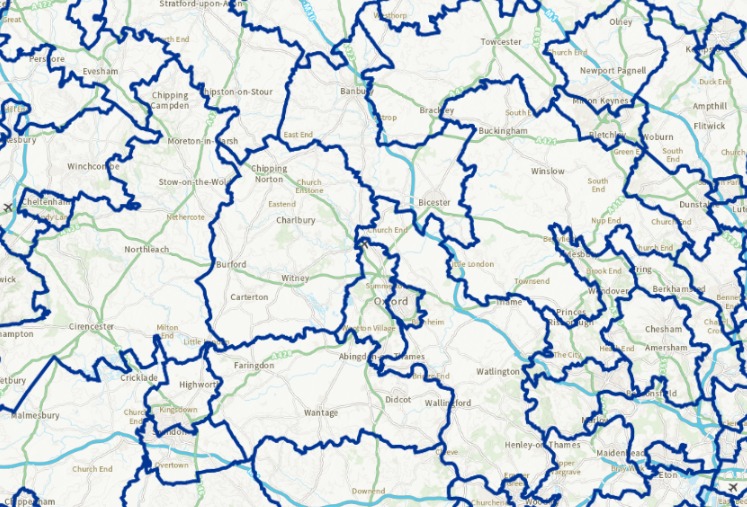 The current electoral boundaries for Oxfordshire. Picture: Boundary Commission