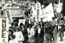 Protestors supporting a day of action for Oxford hospital staff in October 1982