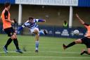 James Roberts scores his second and Oxford City's third goal against Tonbridge Angels   Picture: Mike Allen