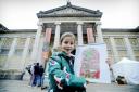 Nina Davis, 6, arrives at the Ashmolean Museum to drop off her artwork, which will appear an exhibition organised by the museum...Picture by: David Fleming.