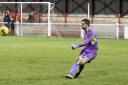 Didcot Town goalkeeper Leigh Bedwell was unable to stop Luke Hayward scoring an own goal in the opening goal at Daventry Town