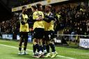 Oxford United players celebrate during the win against Charlton Athletic. Picture: David Fleming