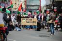 The pro-Palestine protesters staged a brief sit-in in the High Street Picture: Oxford Mail