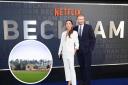 Victoria and David Beckham arrive for the premiere of Netflix’s documentary series, inset, their Cotswolds home