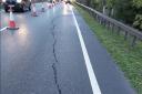 Lane closed after big crack appears on A34
