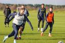 Joe Bennett training with Oxford United earlier today