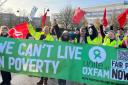 Oxfam workers taking part in the strike