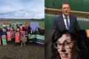 Stop Botley West campaigners, left, MPs Robert Courts and Layla Moran