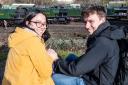 Michelle and James came from Swindon. They were sitting on the coal stage embankment, which gives a grandstand view of the engines displayed in front of the Engine Shed.