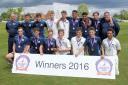 Oxon Under 17s celebrate winning the ECB’s Royal London Cup. Back (from left): Darryl Woods coach, Alex Chapman, Sam Powell, Ben Charlesworth, Max Smith, Asad Rafiq, Charan Chahal, Luke Cheshire, Kieren Bushnell manager. Front: Andy Francis, Will