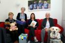 See Saw's Kathy Moore, Jill Chlds, Lesley Duff and Judith Mulligan with Cindy the dog.Picture: Ric Mellis.15/9/2017.