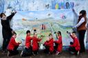 St Nicholas school pupils  launch Mural for Marston project ( decorating the underpass at Old Marston end of Marston Ferry Road)  Picture by Richard Cave 23.02.18