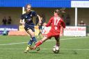 Immy Lancaster passes to a teammate in Oxford United Women's last game of the season against Watford Picture: Richard Cave