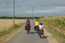 Alastair Weeks and family cycling in France
