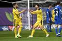 James Henry (right) celebrates his goal with Marcus Browne during Oxford United's 4-2 win over Rochdale Picture: David Fleming