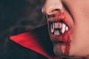 fangs and blood of a close-up. Halloween. getty