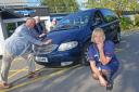 Initiative: Pictured with the current hospital vehicle, which needs replacing, are Sandra Allen, matron, front, with, back from left, Ashley Farmer, president of Witney Rotary Club, and club members Ron Spurs and Steve Holborough